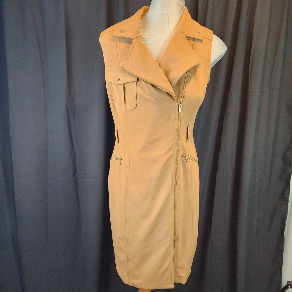 Calvin Klein Moto‎ Tank Dress Brown Size 8 Stretchy